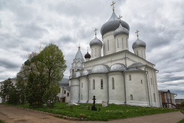 Fototapeta na wymiar Ancient Cathedral of Nikita great Martyr in Nikitsky monastery . Pereslavl-Zalessky. The Golden ring of Russia