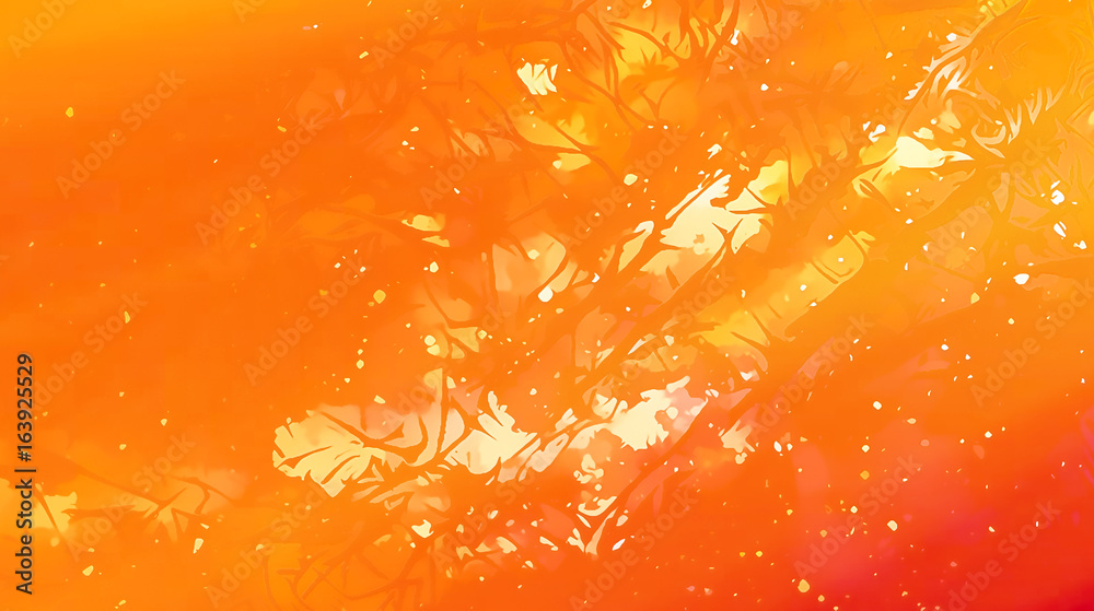 Leinwandbilder structured fractal background with fractal pattern and motives of abstracted natural forestscapes. Fire effet.