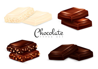 Realistic Chocolate Types Set