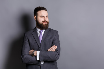 Handsome confident bearded businessman portrait
