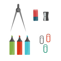 Vector illustration school supplies.