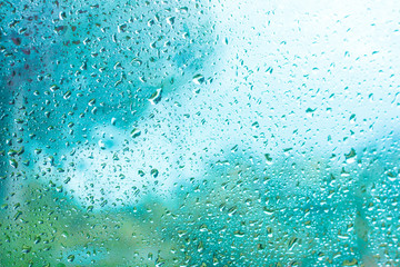 Water and rain drops on the glass.