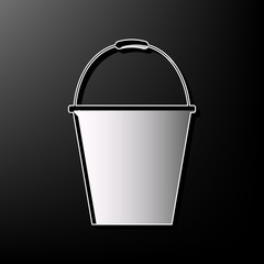 Bucket sign for garden. Vector. Gray 3d printed icon on black background.