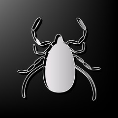 Dust mite sign illustration. Vector. Gray 3d printed icon on black background.