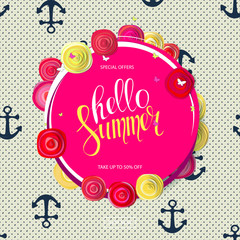 Summer sale. Main label with percent stickers