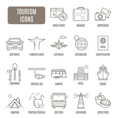 Tourism icons. Set of vector pictogram