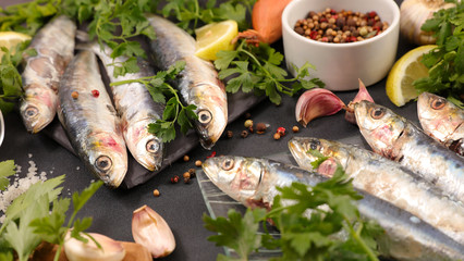 raw sardine with ingredients