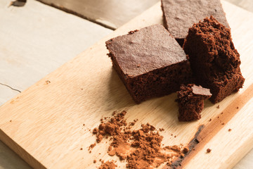 Dark Brownies on the table
