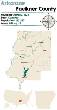 Large And Detailed Map Of Faulkner County In Arkansas