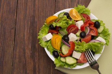 fresh vegetable salad isolated on white background