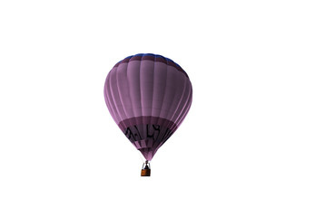 Colorful hot air balloon on white background.