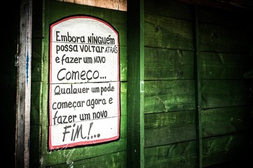 Words in a wooden wall