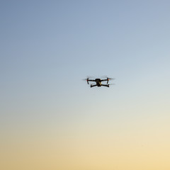 A drone being operated at United Arab Emirates's Al Qudra cycling track in the desert