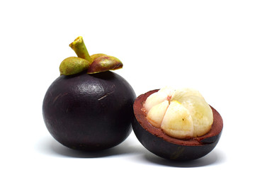 Mangosteen on  white background.