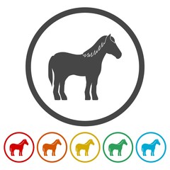 Horse silhouette icons set - Vector - Illustration 