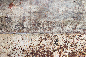 Fototapeta premium Detailed photo texture of rust old white painted metal wall. Old metal steel iron rust texture on background. Grunge rusty metal surface texture.