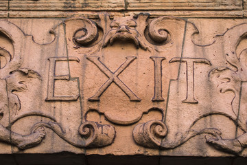 EXIT Sign on Building Exterior