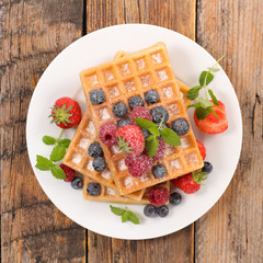waffle with berries fruits
