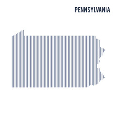 Vector abstract hatched map of State of Pennsylvania with vertical lines isolated on a white background.