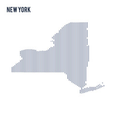 Vector abstract hatched map of State of New York with vertical lines isolated on a white background.