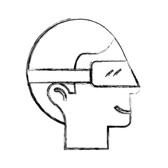 Man with virtual reality glasses vector illustration design