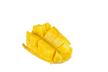 The mango fruit cut into pieces.