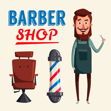 Cute barber character. Cartoon vector illustration Stock Vector | Adobe  Stock