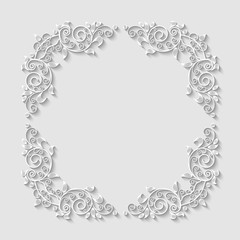 Abstract decorative 3d floral frame. Vector Illustration