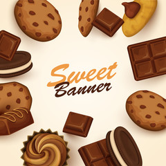 Abstract vector background with chocolate and cookies.