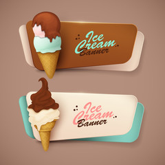Set of vector banners with ice cream.