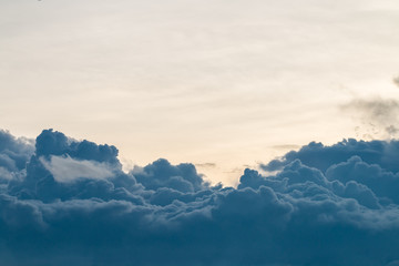 Dramatic sky, with dark cumulonimbus clouds.
