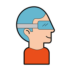 Man with virtual reality glasses vector illustration design