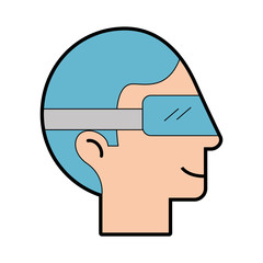 Man with virtual reality glasses vector illustration design