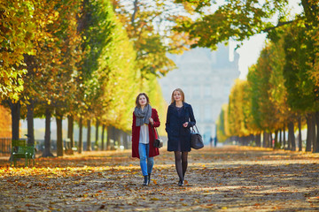 Fototapeta premium Two young girls on a sunny fall day