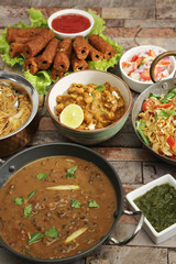 Indian Dal Makhani with Pulav or Vegetable Pulao and Chana Masala