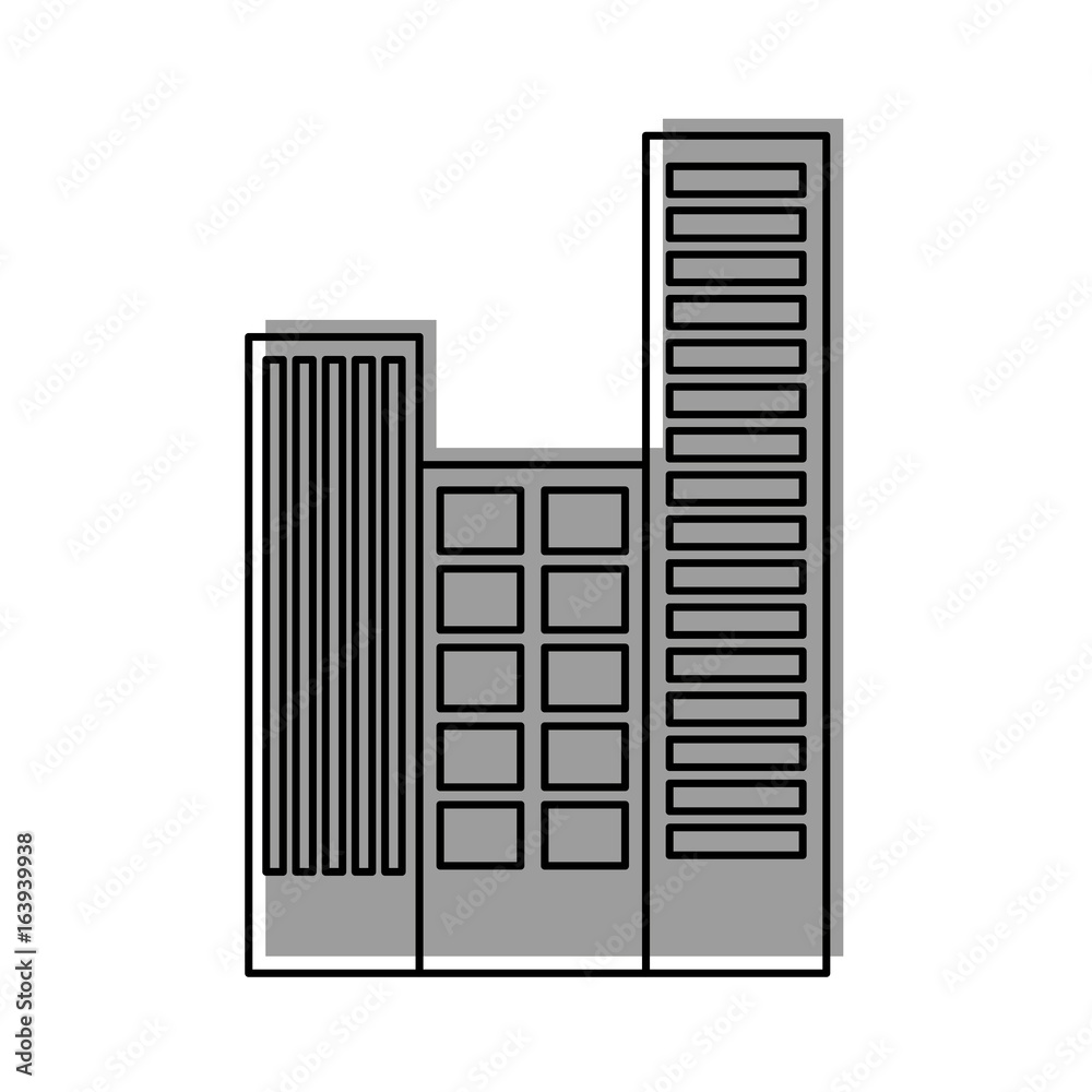 Poster buildings cityscape scene icon vector illustration design