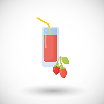 Goji berries juice vector flat icon