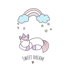 Sleeping unicorn vector illustration - 163940967