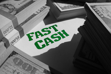 Fast Cash In Black & White With Stacks Of Money High Quality 