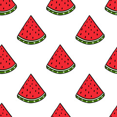 Seamless vector watermelon hand drawing imitation background