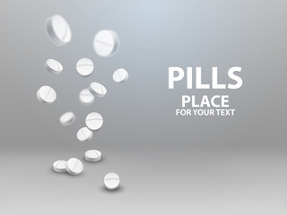 Medical pills falling down. vector illustration
