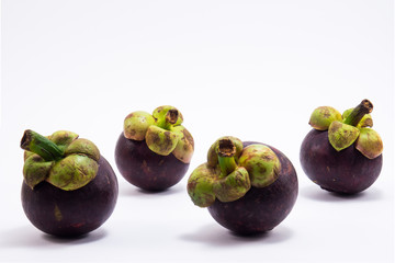 Mangosteen,tropical fruit on white background