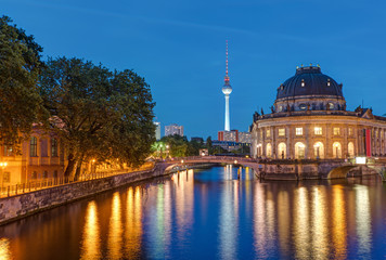 Bode Museum and Television Tower in Berlin at dusk © elxeneize
