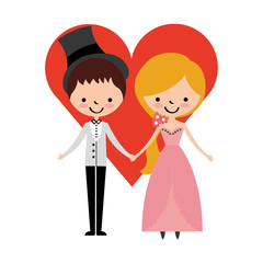 Married couple with heart avatars characters vector illustration design