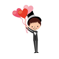 cute husband with heart shaped pumps avatar character vector illustration design