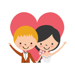 Married couple with heart avatars characters vector illustration design