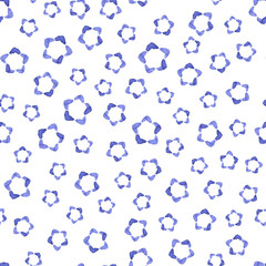 Hand painted seamless watercolor pattern. Abstract watercolor flowers in blue. Seamless pattern with watercolor flowers.