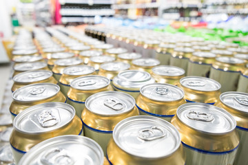 Shelves with goods in supermarket