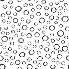 Hand painted seamless watercolor pattern. Abstract watercolor circles in gray. Seamless pattern with watercolor circles.