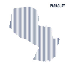 Vector abstract hatched map of Paraguay with vertical lines isolated on a white background.